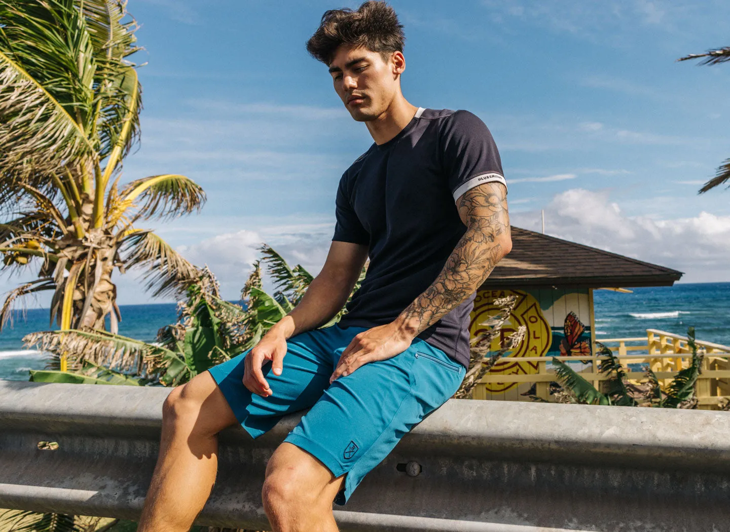 The Spartan Board Shorts -  11" Inseam - Makena Blue   Almost Black