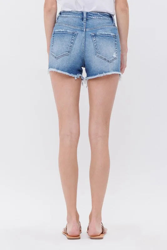 The Whitney Vintage High Rise Distressed Denim Shorts - Mica