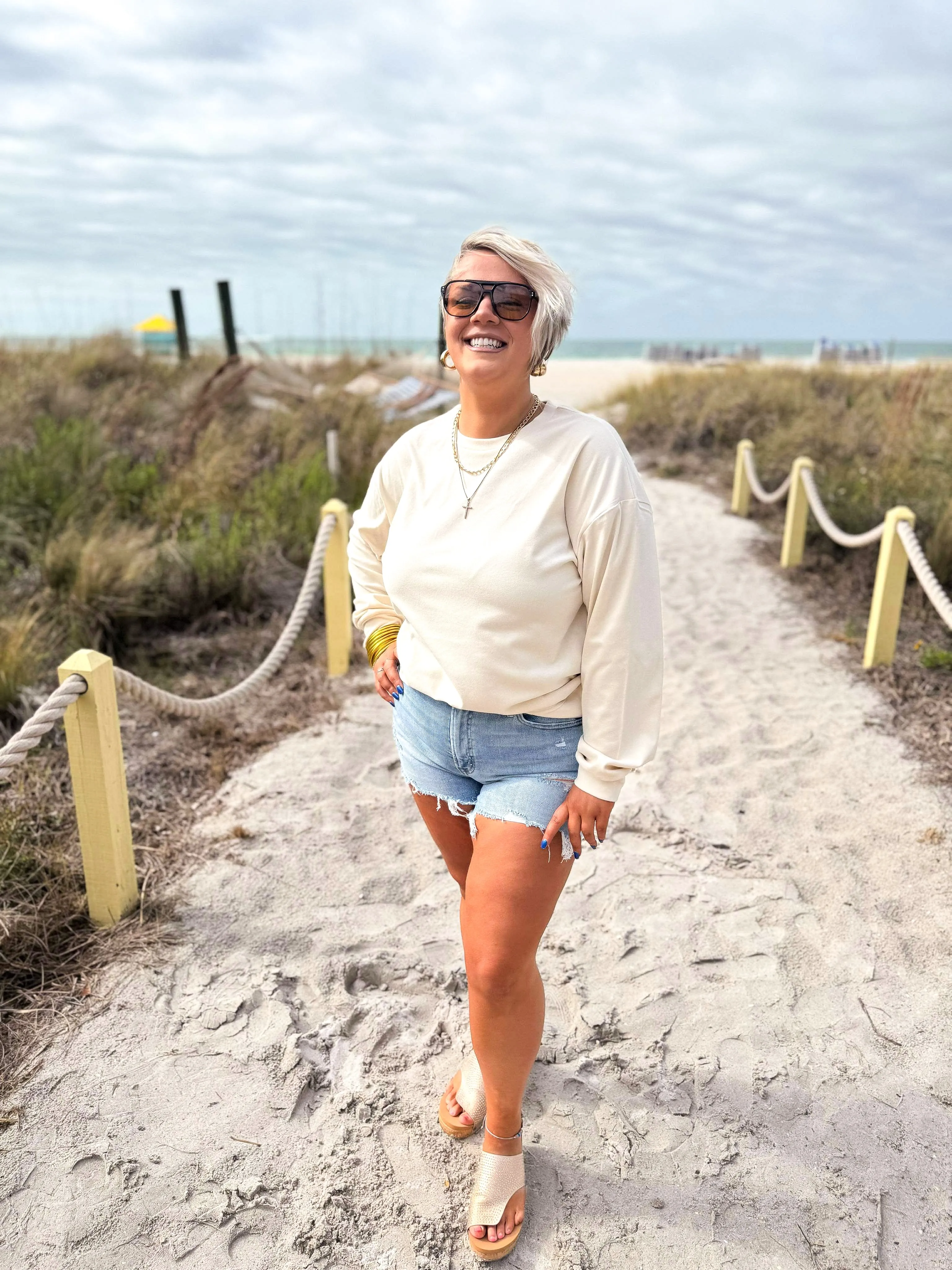 The Whitney Vintage High Rise Distressed Denim Shorts - Mica