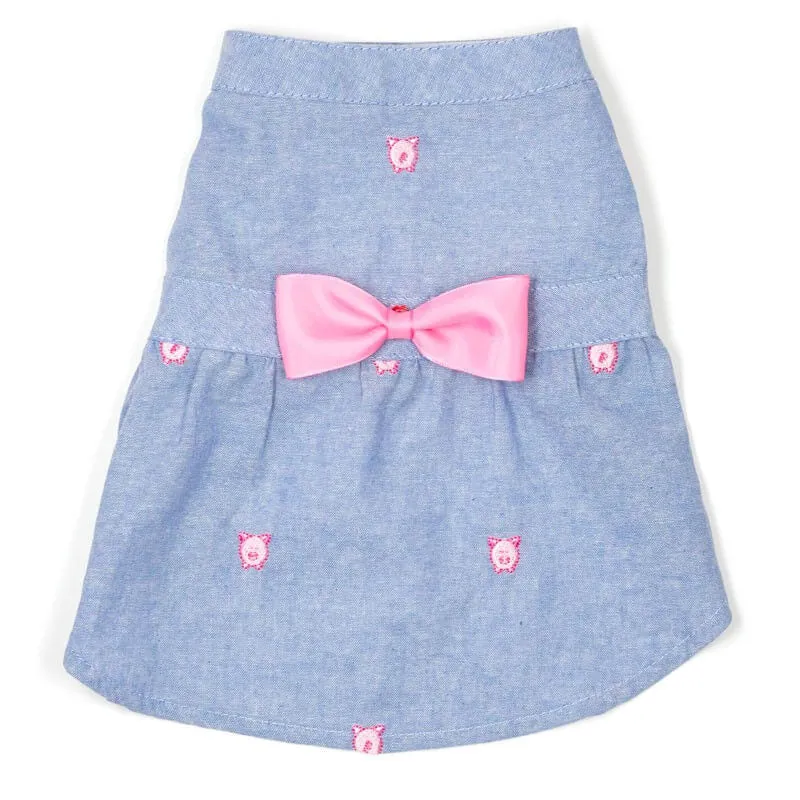 The Worthy Dog Dress Chambray Wilbur the Pig