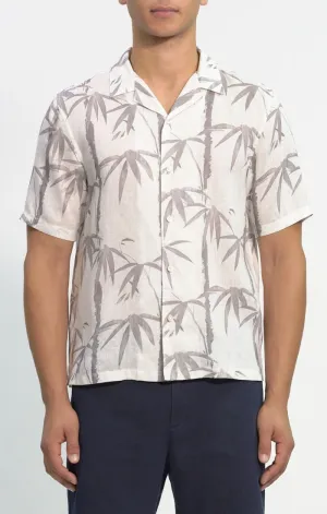 Theory Irving Short Sleeve Bamboo Shirt - White/Force Grey