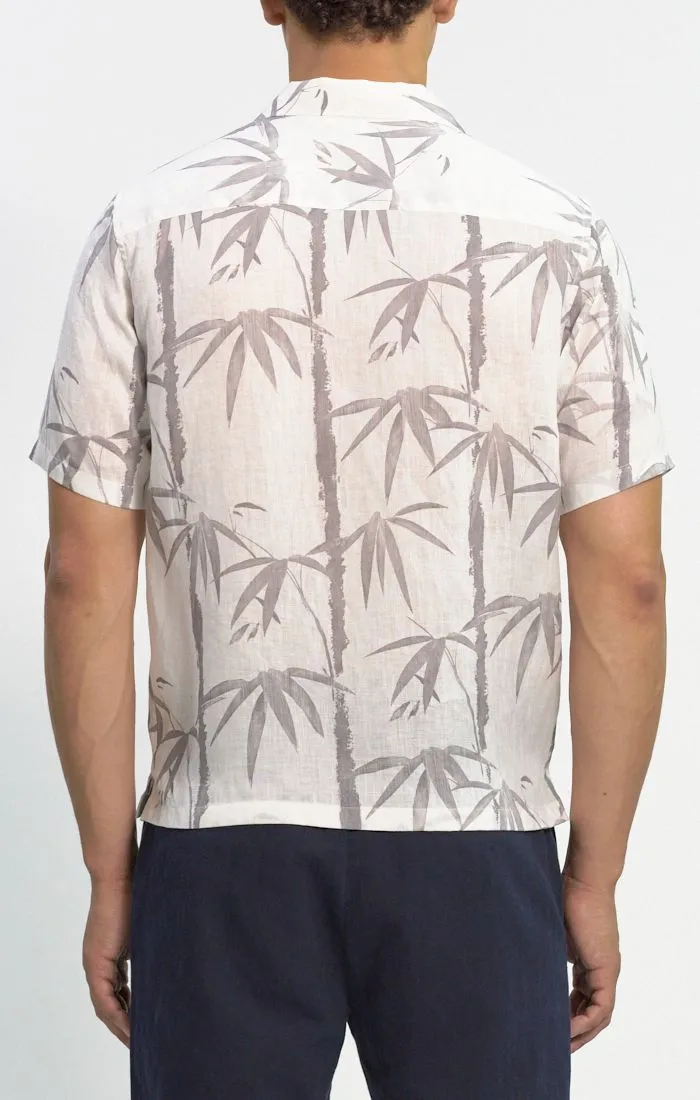 Theory Irving Short Sleeve Bamboo Shirt - White/Force Grey