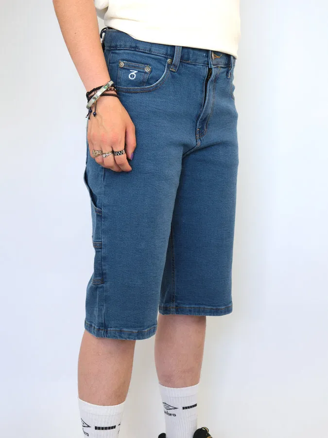 Three Sixty Clothing - Loose Fit Carpenter - Shorts - Mid Wash Blue