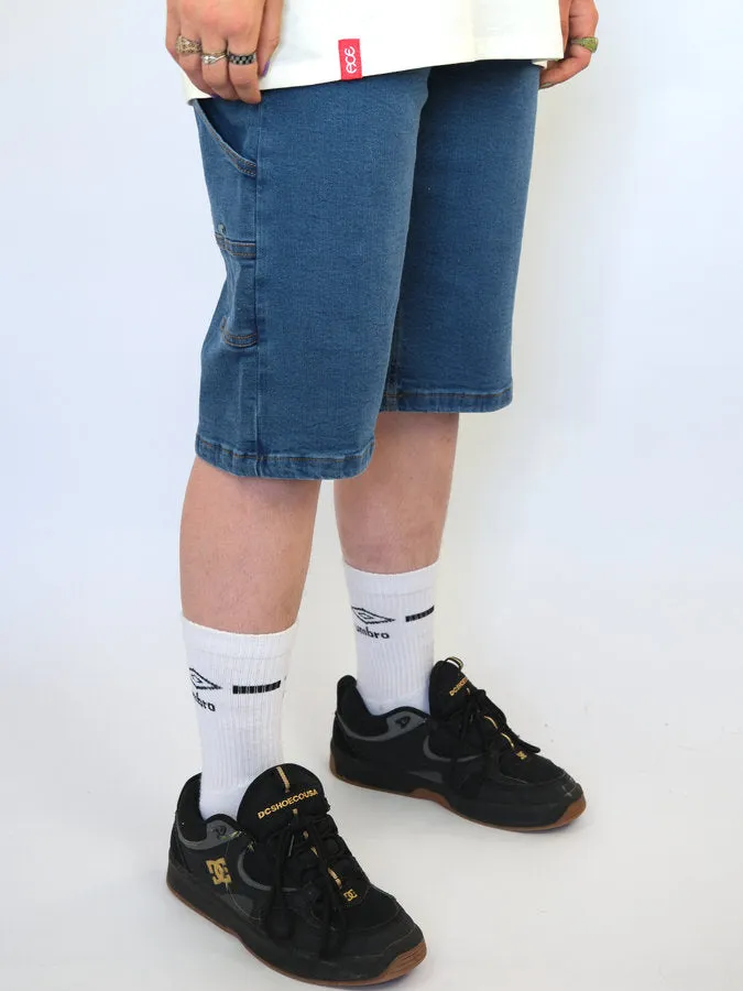 Three Sixty Clothing - Loose Fit Carpenter - Shorts - Mid Wash Blue