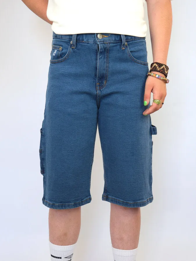 Three Sixty Clothing - Loose Fit Carpenter - Shorts - Mid Wash Blue