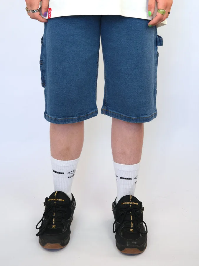 Three Sixty Clothing - Loose Fit Carpenter - Shorts - Mid Wash Blue