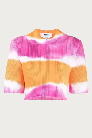 TIE-DYE KNITTED CROPPED TOP