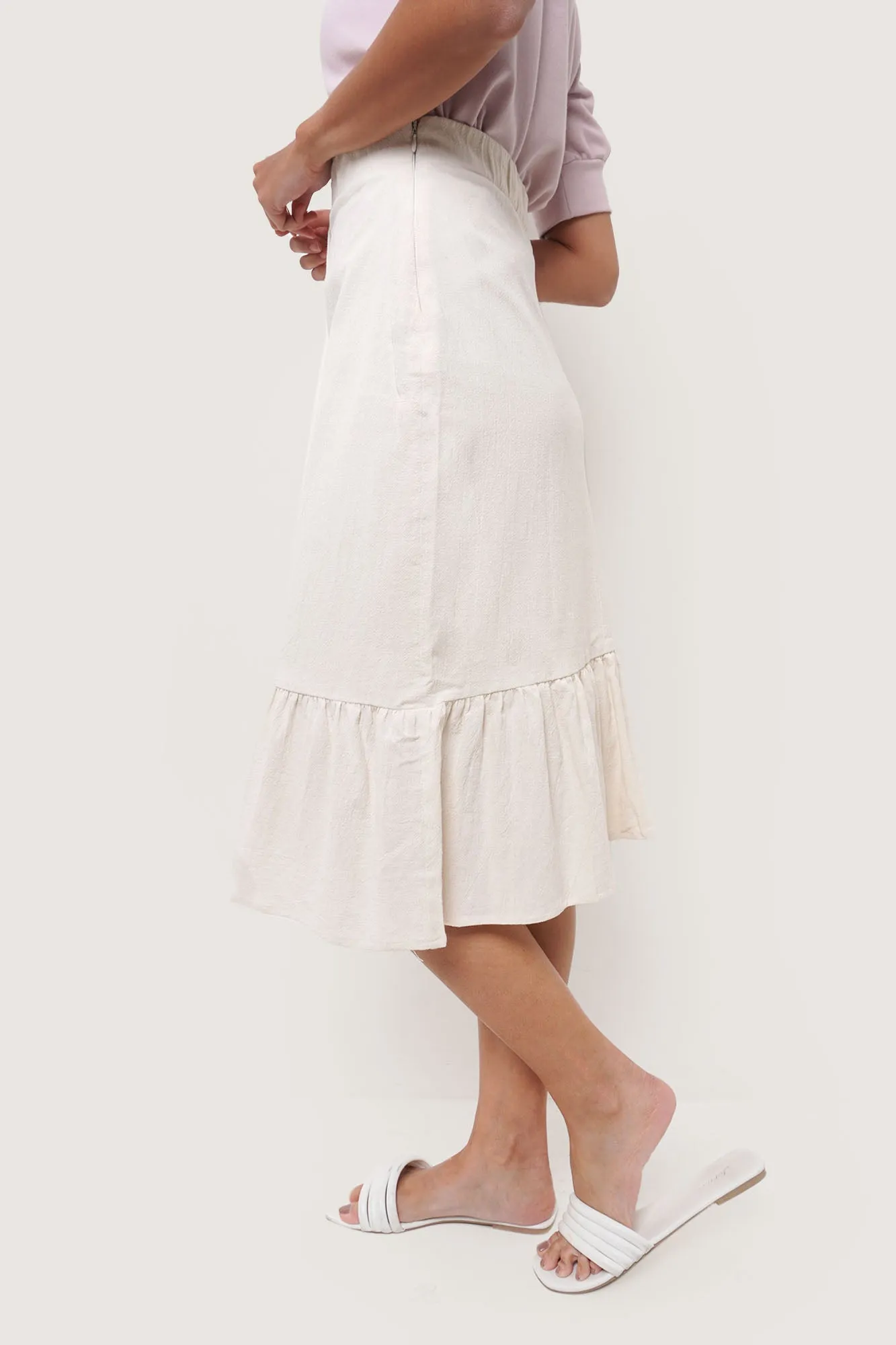 Tiered Buttoned Midi Skirt