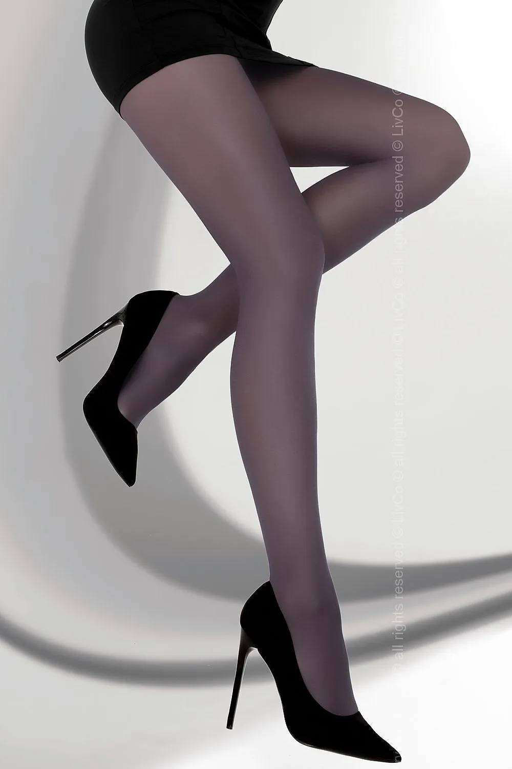 Tights Nylon Gloss Obsidian Sheen Finish Black Sleek Elegant Hosiery