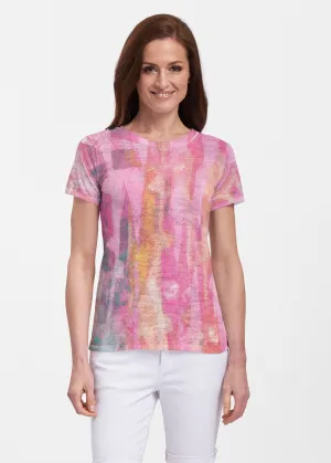 Tiki Pink (15040) ~ Sheer Short Sleeve Crew Shirt