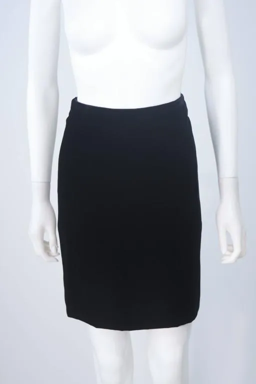 TRAVILLA Black Sequin Lace Skirt Suit with Satin Bow Belt Size 2-4