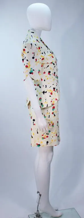 TRAVILLA Color Pop Paint Splatter Floral Skirt Suit Size 6