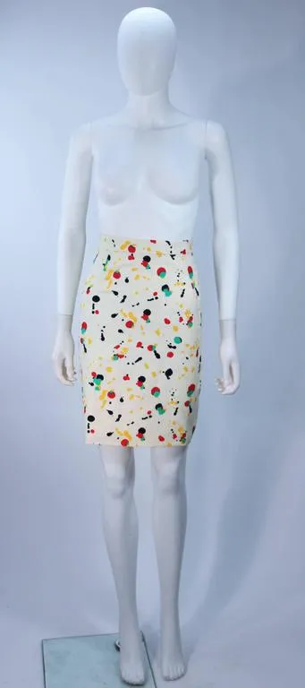 TRAVILLA Color Pop Paint Splatter Floral Skirt Suit Size 6