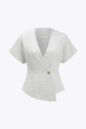 Tressa - Elegant Buttoned Design Woman's Short Sleeve Shirt