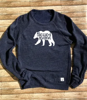 Tri-Blend Crew Neck Sweatshirt Unisex Blessed Mama Bear Blessed Mama
