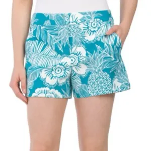 TRINA TURK USA🇺🇸MADE Corbin Floral Palm Shorts Tile Blue No Size Tag SMALL