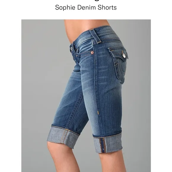 TRUE RELIGION Disco Sophie Cuffed Denim Shorts 26