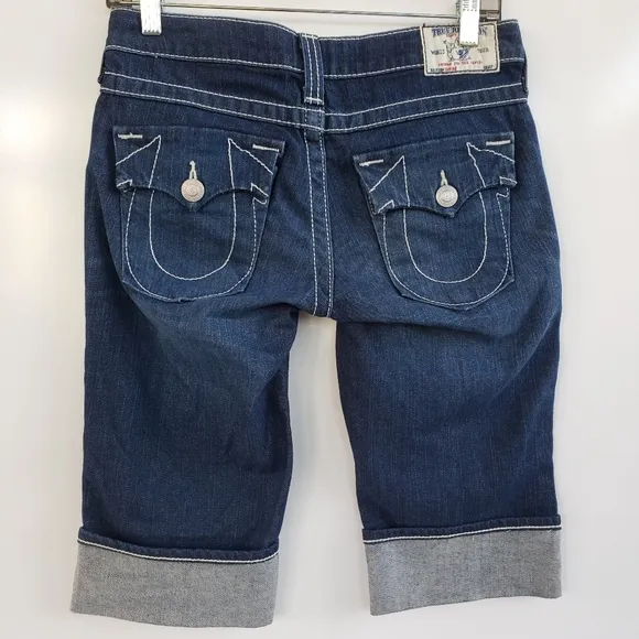 TRUE RELIGION Disco Sophie Cuffed Denim Shorts 26