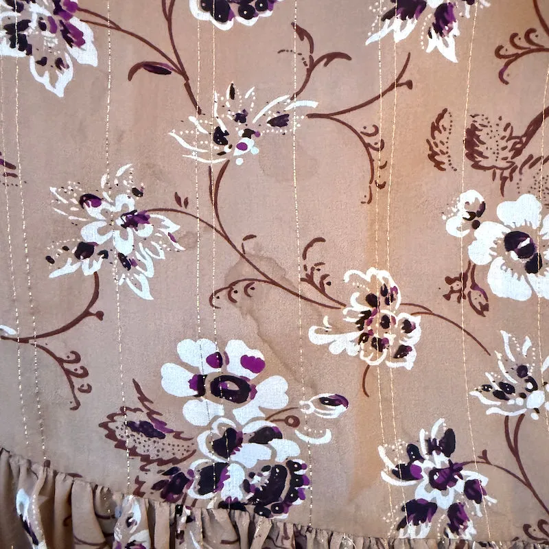 Ulla Johnson Belline Ruffled One-Shoulder Dress Beige Floral Print Silk Size 4
