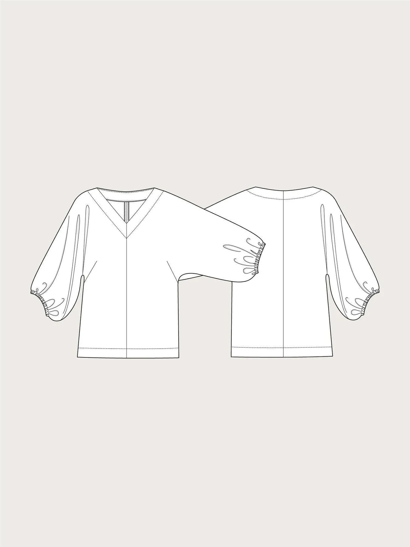 V-NECK CUFF TOP   -- The Assembly Line Patterns