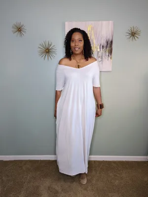 V-NECK SHORT SLEEVE MAXI (Bone)