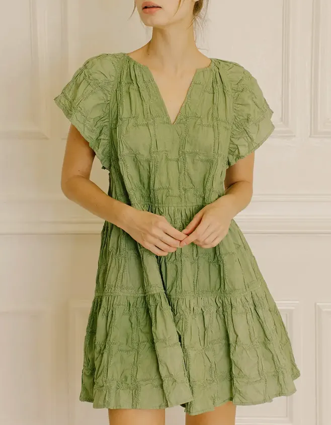 V Neck Trapeze Swing Dress