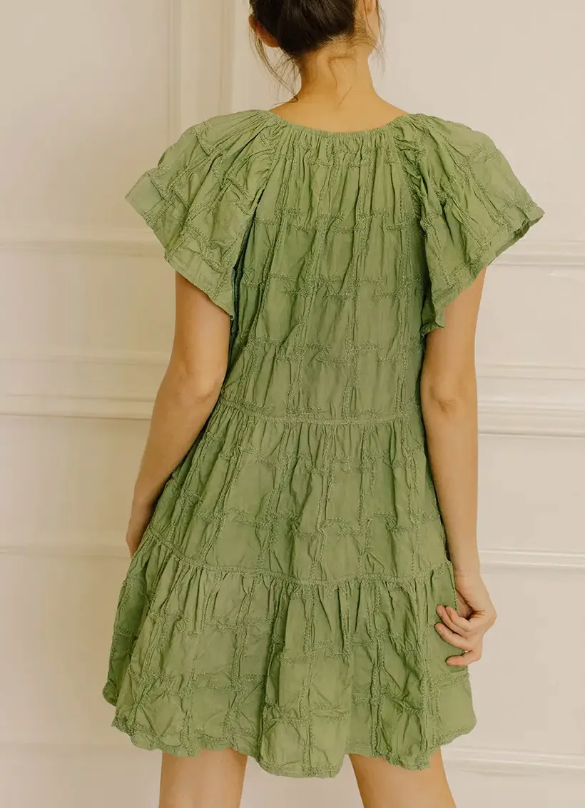 V Neck Trapeze Swing Dress