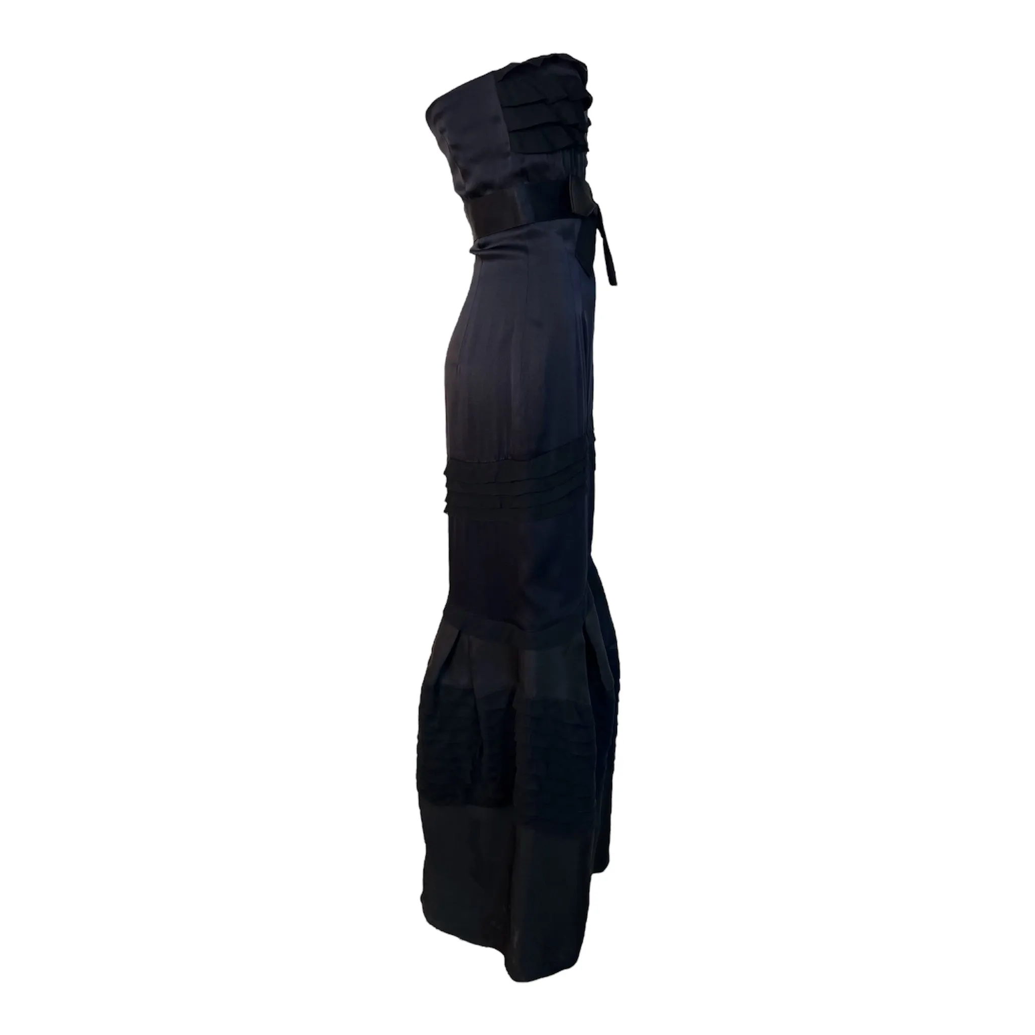Valentino Hiver 2008 Couture Black Silk Charmeuse and Organza Strapless Tiered Gown