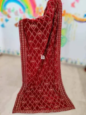 Velvet Embroidered Shawl/D 18