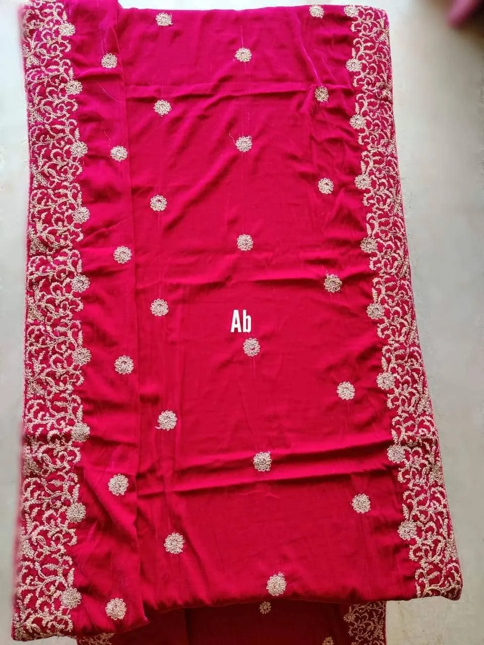 Velvet Embroidered Shawl/D 19