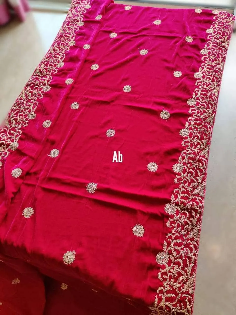 Velvet Embroidered Shawl/D 19