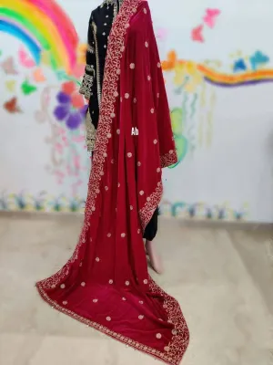 Velvet Embroidered Shawl/D 19
