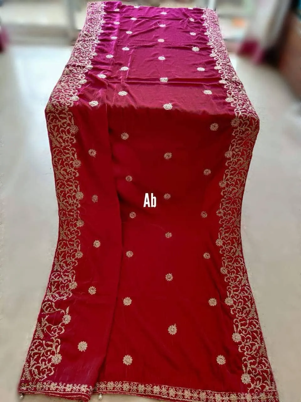 Velvet Embroidered Shawl/D 19