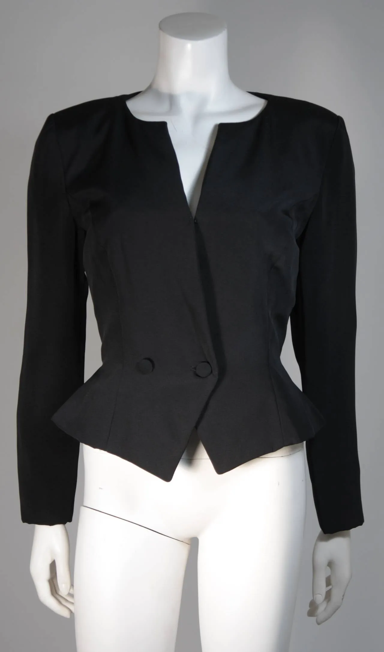 VICKY TIEL 3 pc Black Silk Skirt Suit with Lace Back Panel Size Small