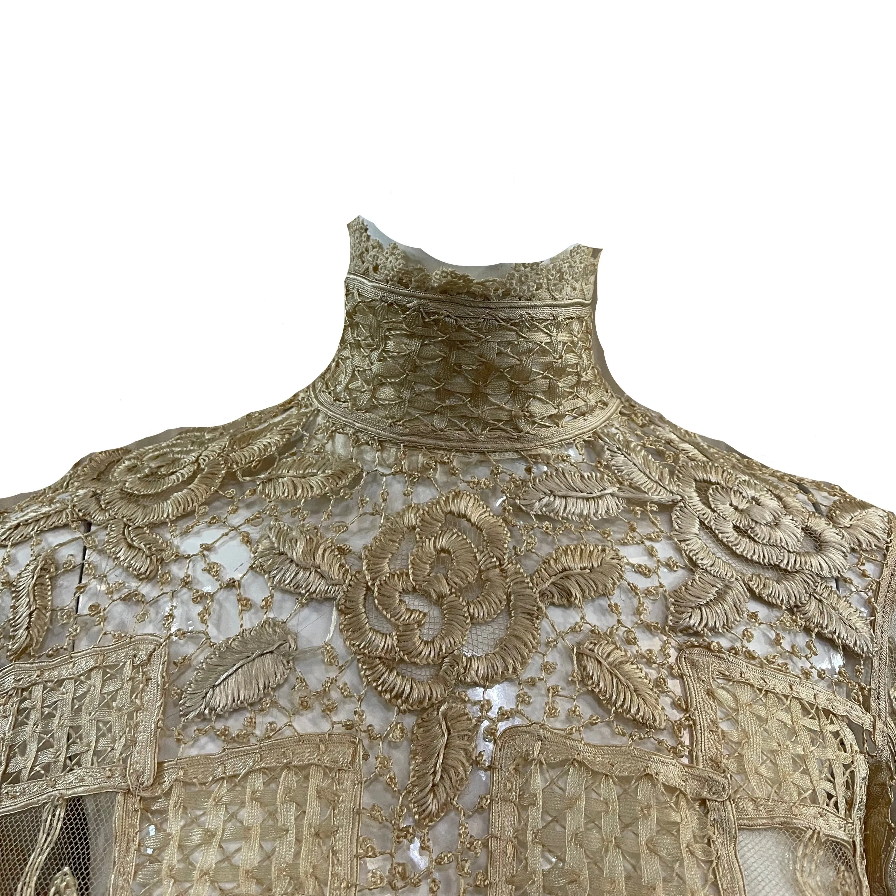 Victorian Ecru Battenburg, Lace and Embroidered Bodice