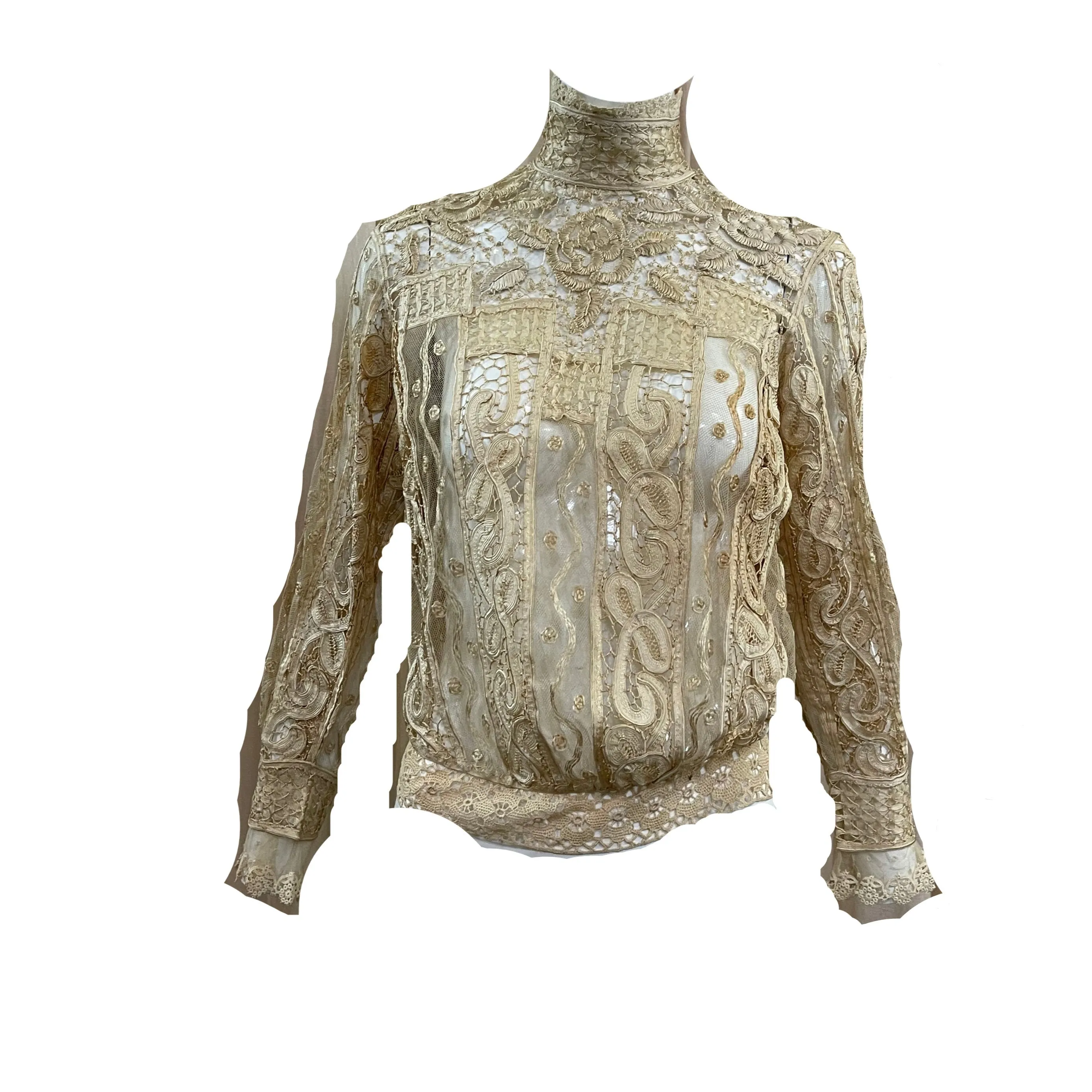 Victorian Ecru Battenburg, Lace and Embroidered Bodice