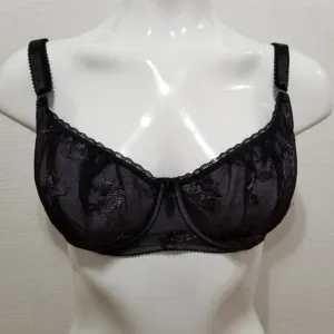 Victoria's Secret bra 34D embroidery mesh lace thick straps 1999 VINTAGE
