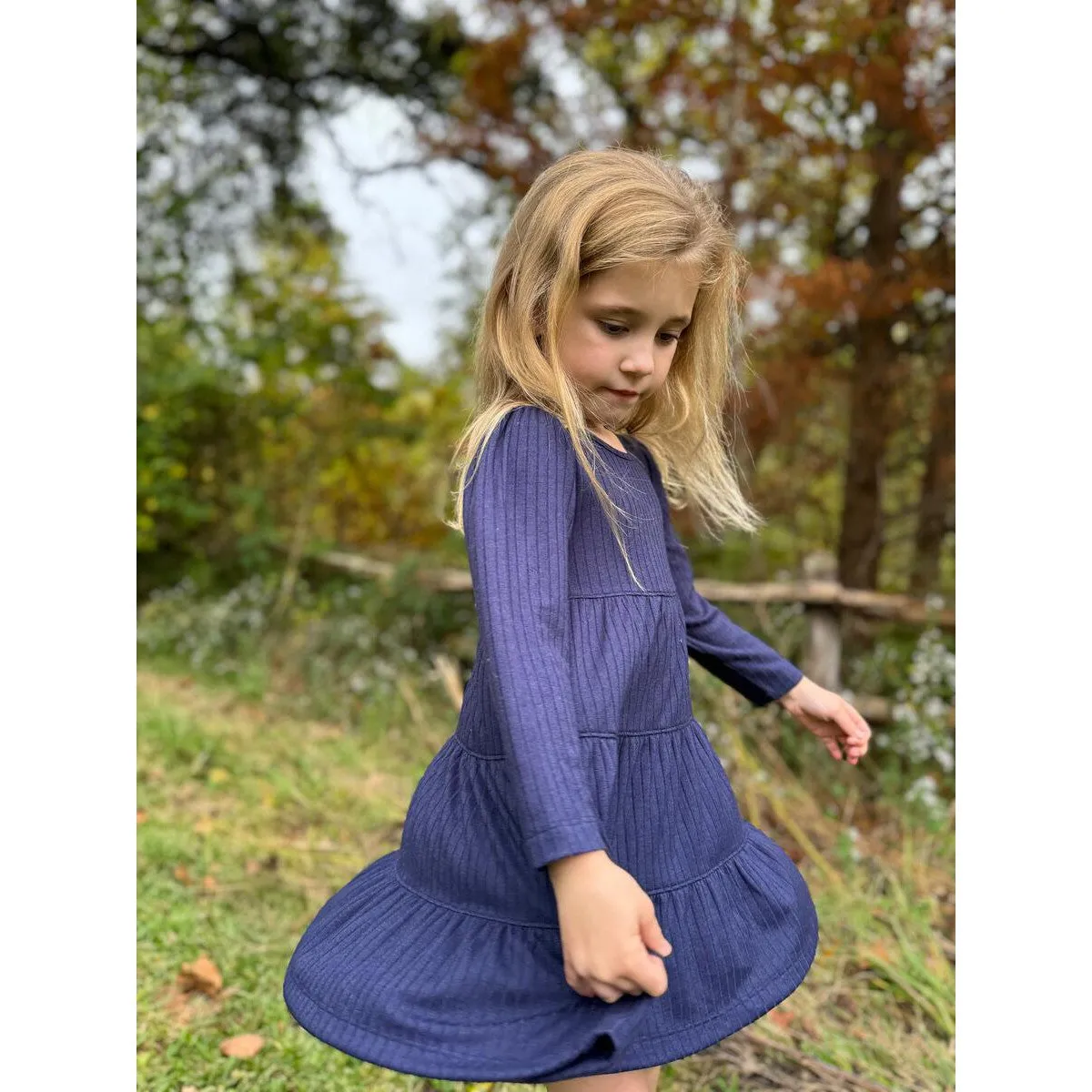 Vignette Navy Iona Long Sleeve Dress