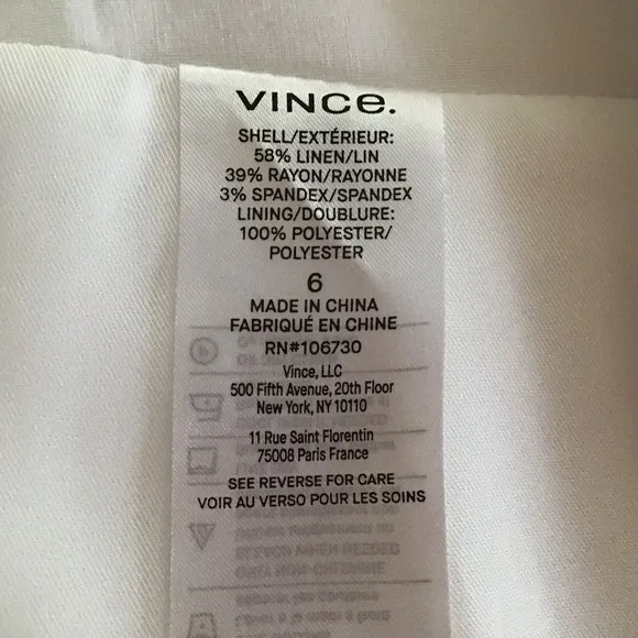 Vince High Rise Shorts White Pleated Side Button Size 6