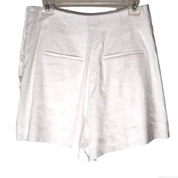 Vince High Rise Shorts White Pleated Side Button Size 6