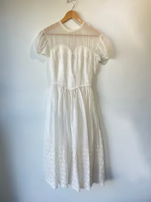 Vintage Delicate White Tea Dress