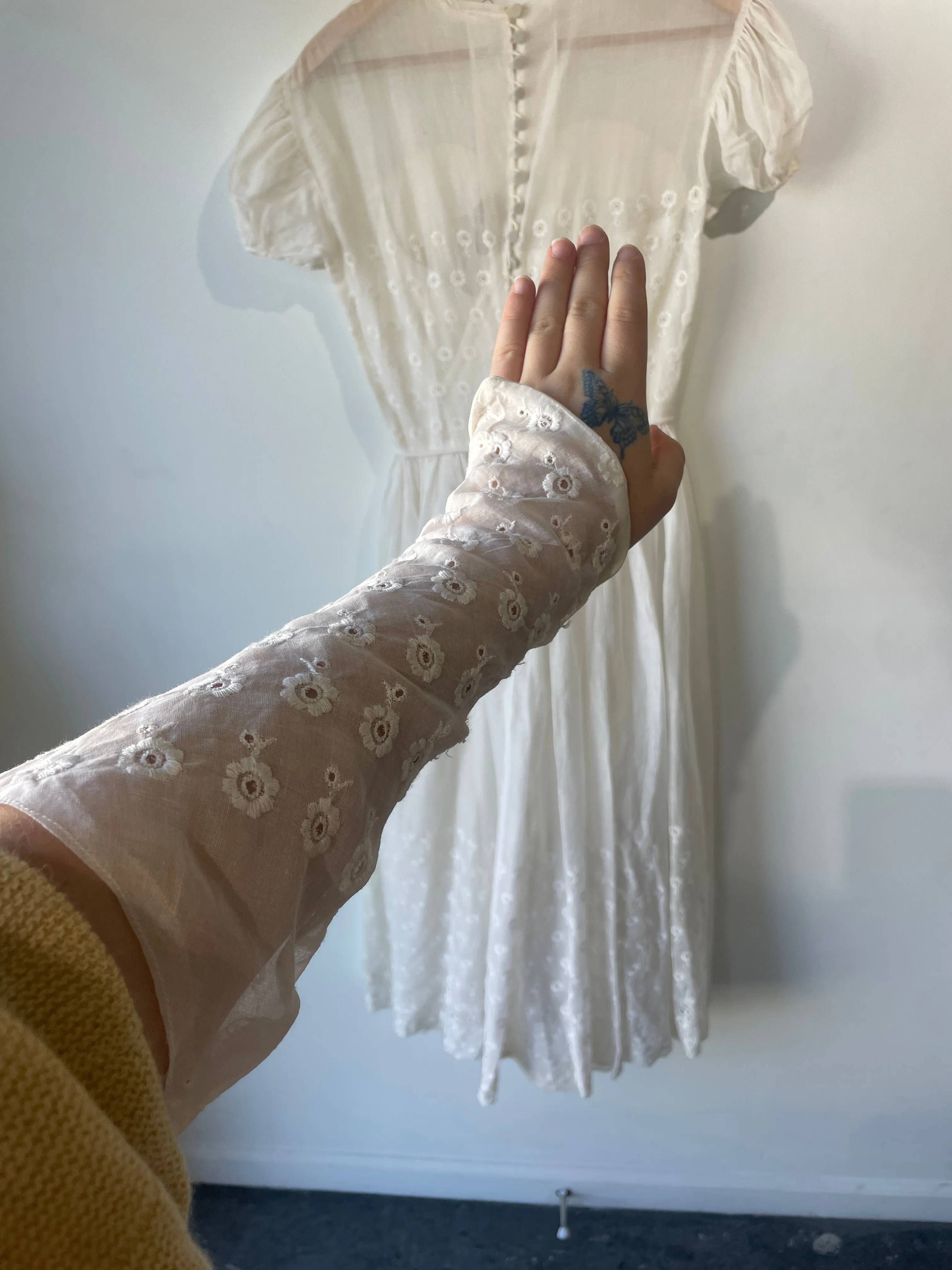 Vintage Delicate White Tea Dress