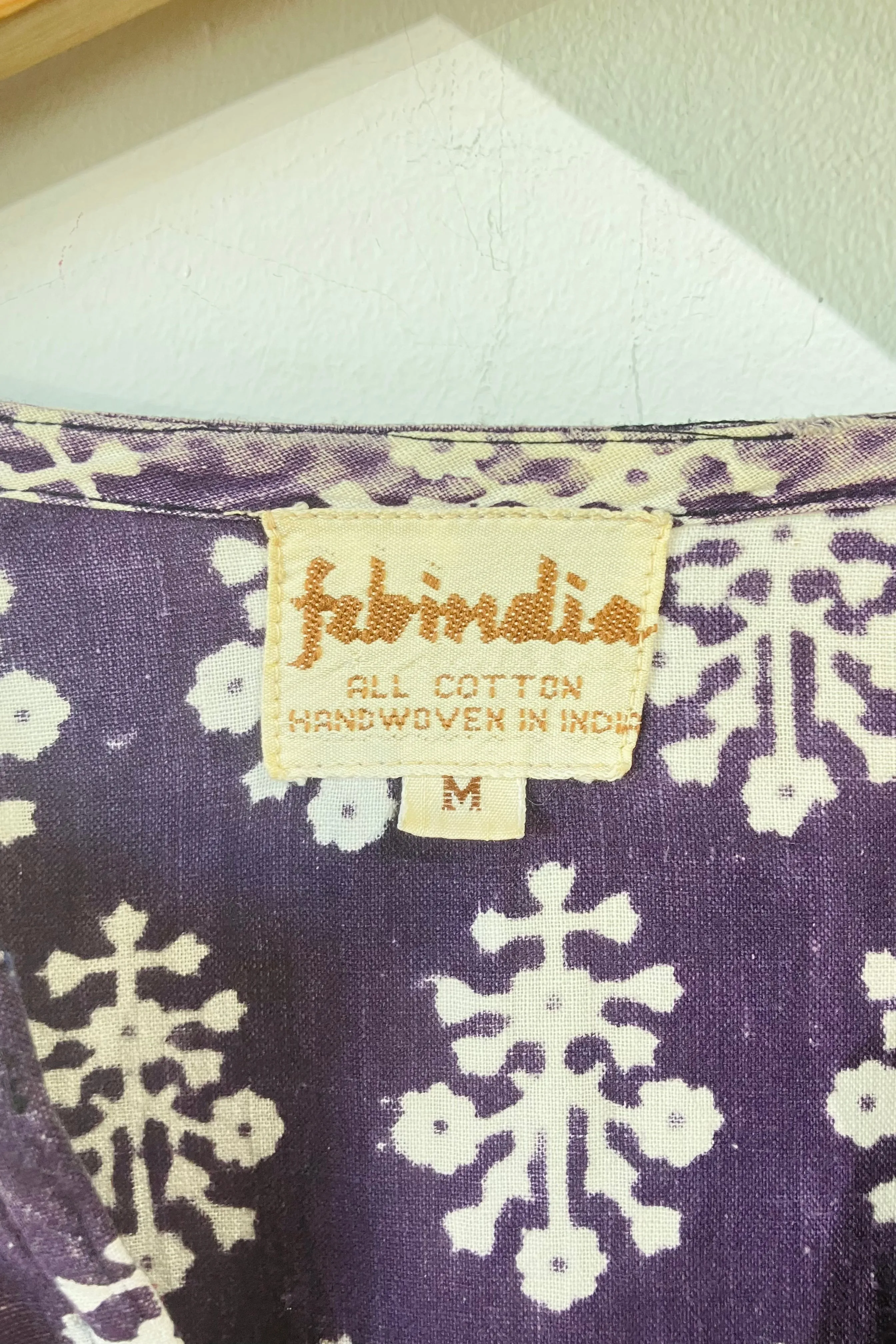 Vintage Fabindia Purple Block Printed Dress
