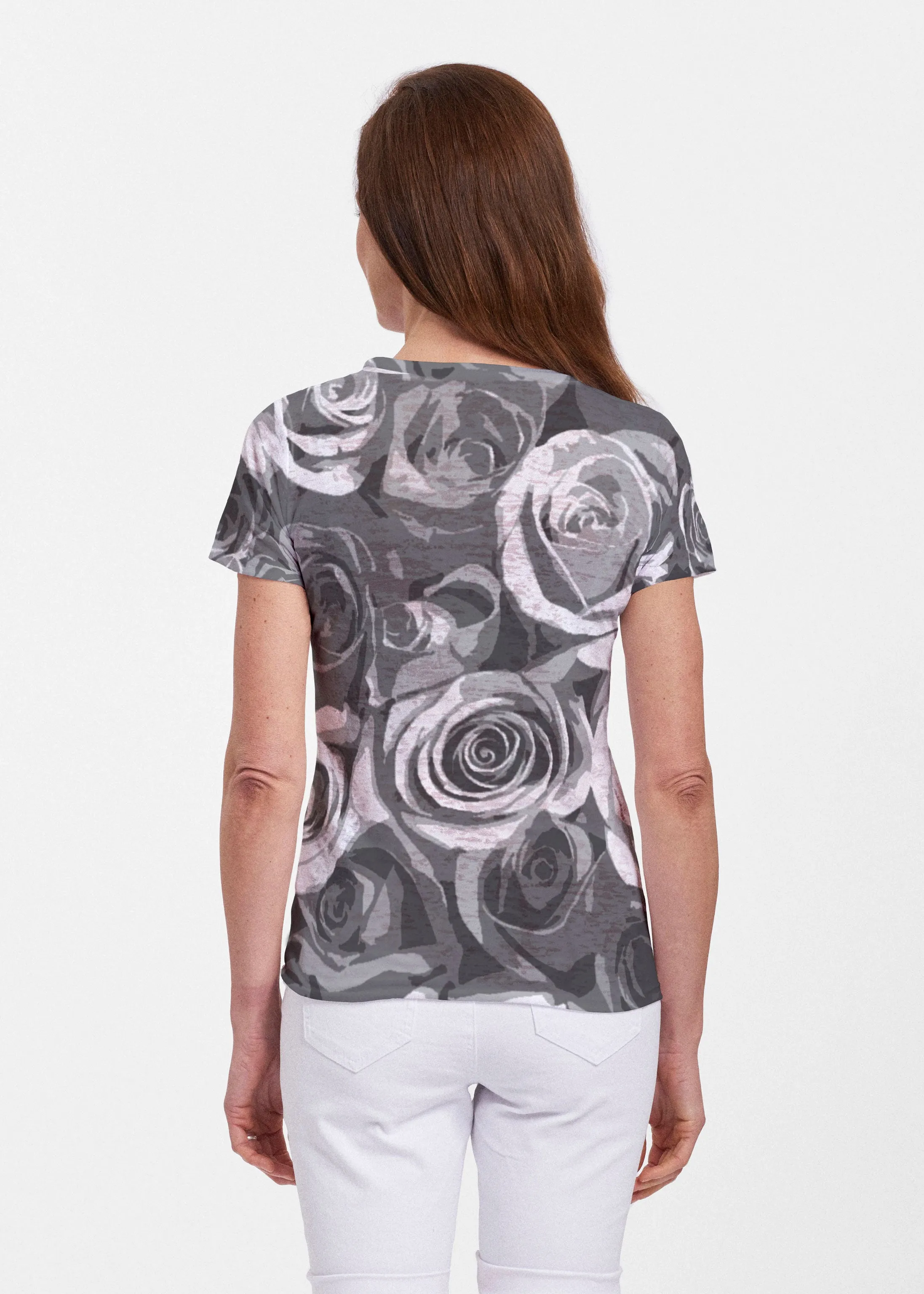 Vintage Rose (5165) ~ Sheer Short Sleeve Crew Shirt