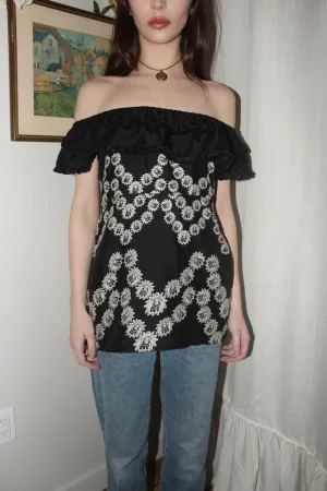 Vintage Ruffled Off the Shoulder Boho Blouse (S/M)