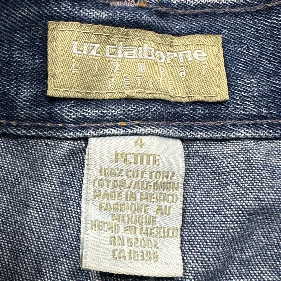 VTG Liz Claiborne High Waisted Mom Shorts Denim Embroidered Floral Jorts Sz 4P