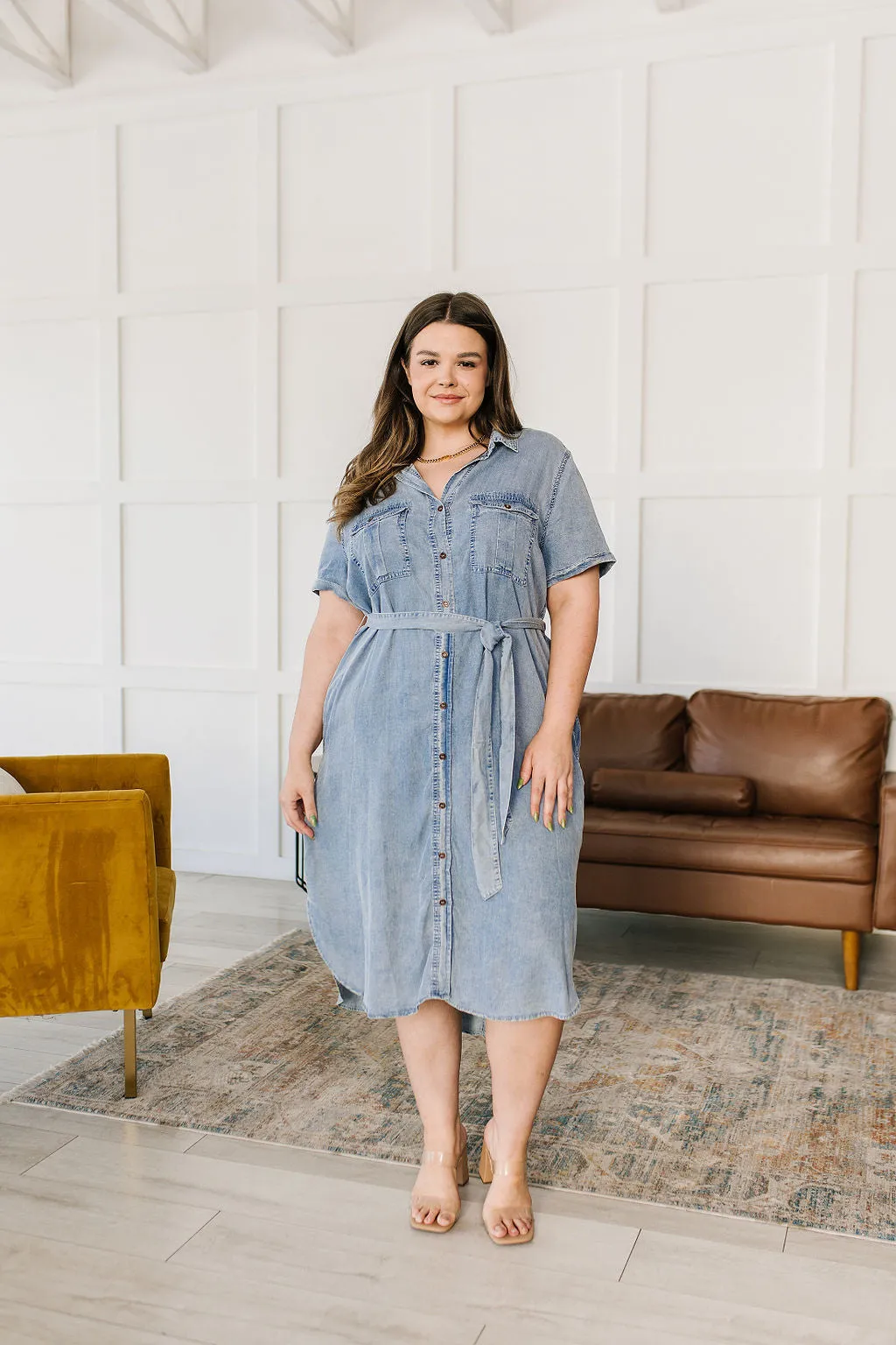 Wait for It Chambray Shirt Dress