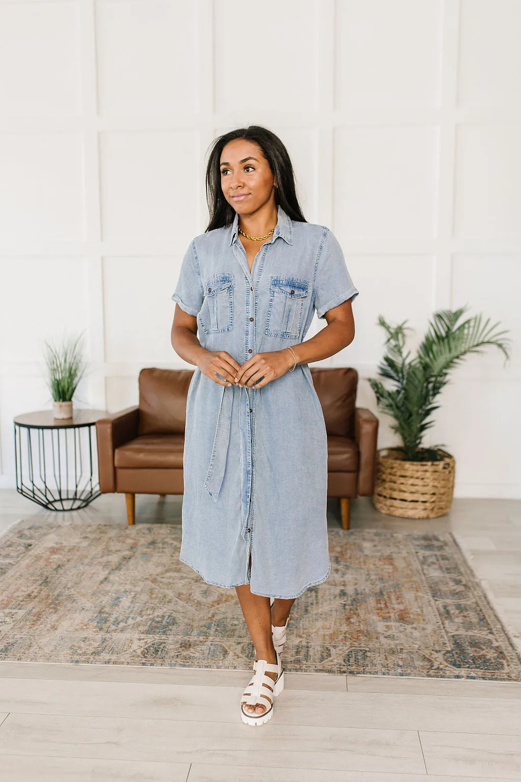 Wait for It Chambray Shirt Dress