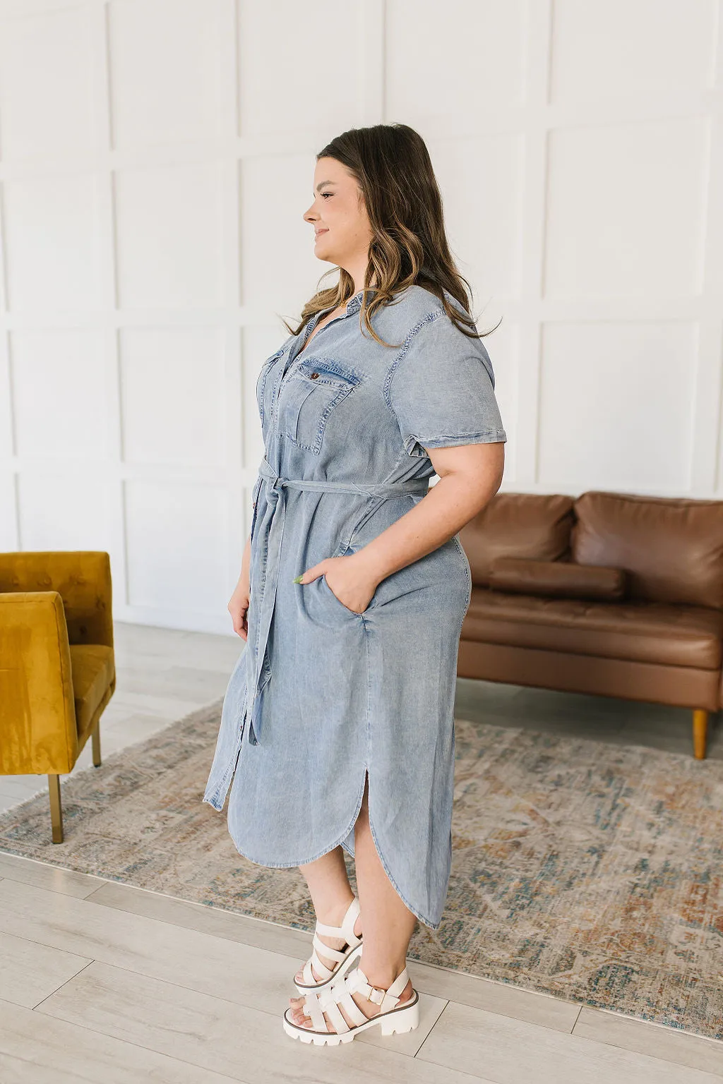 Wait for It Chambray Shirt Dress