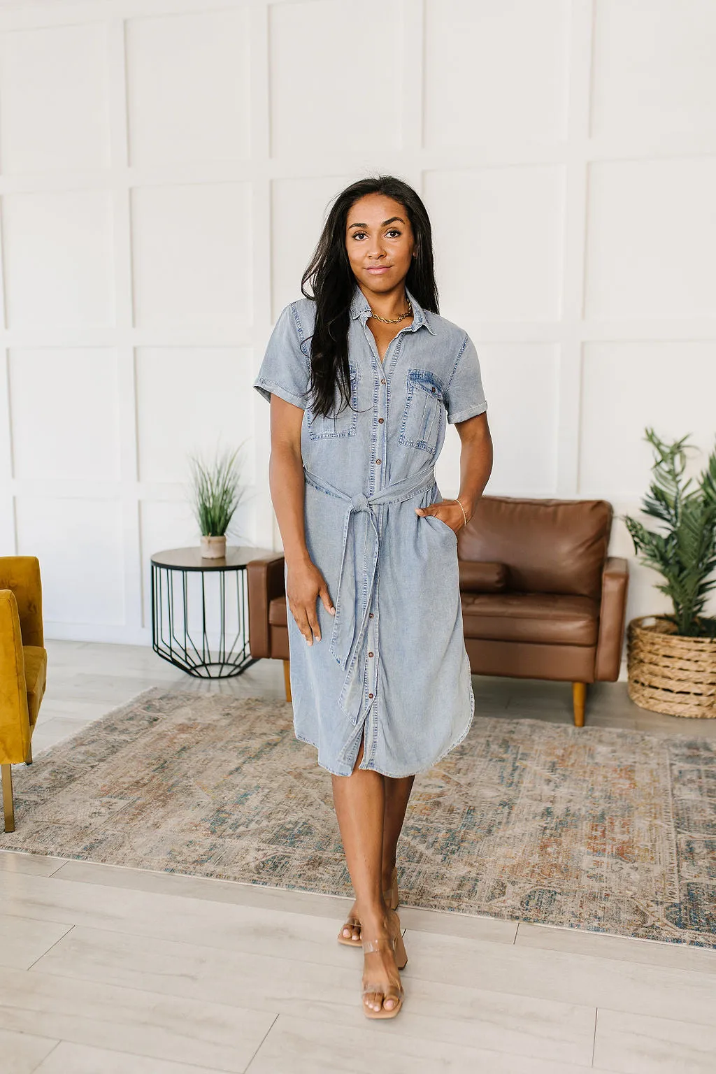 Wait for It Chambray Shirt Dress